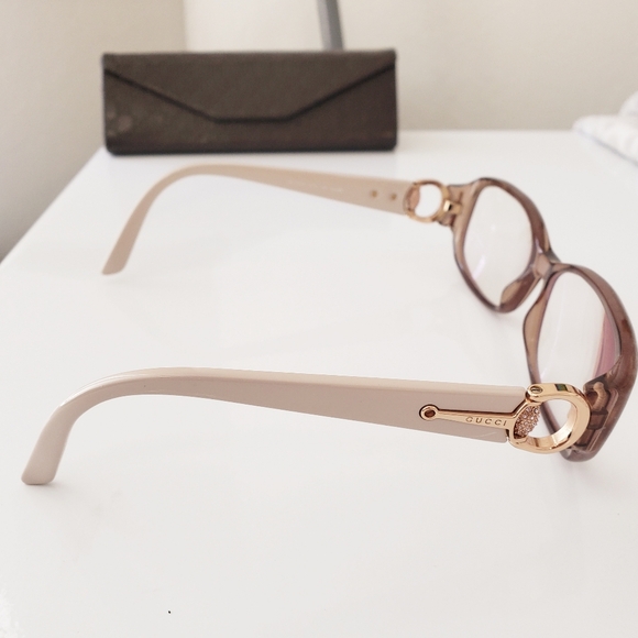 Gucci Brown/Tan Women's Logo Accent Eyeglasses - Picture 3 of 11